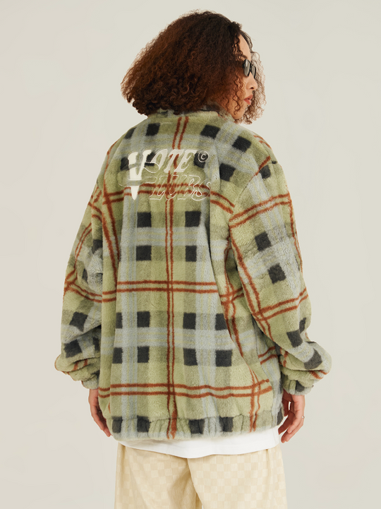 VOTE Fluffy Plaid Jacket