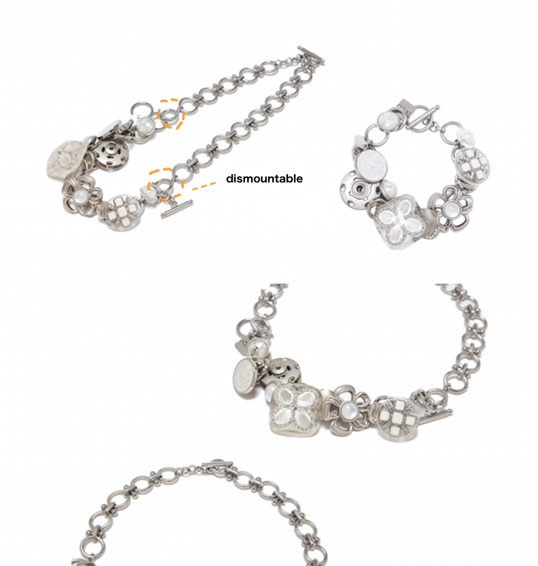 Nbostore Flower Pearl Elements Button Necklace