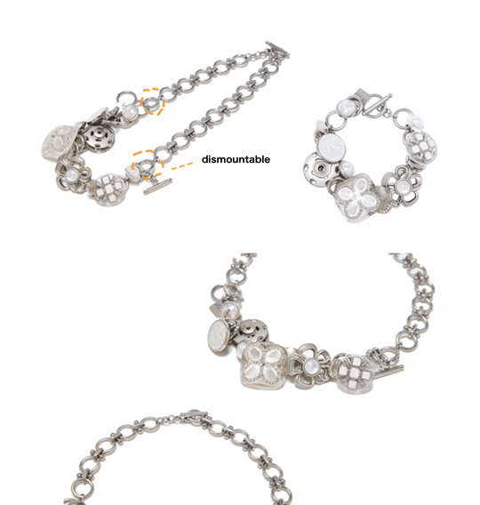 Nbostore Flower Pearl Elements Button Necklace