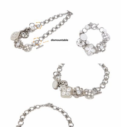 Nbostore Flower Pearl Elements Button Necklace