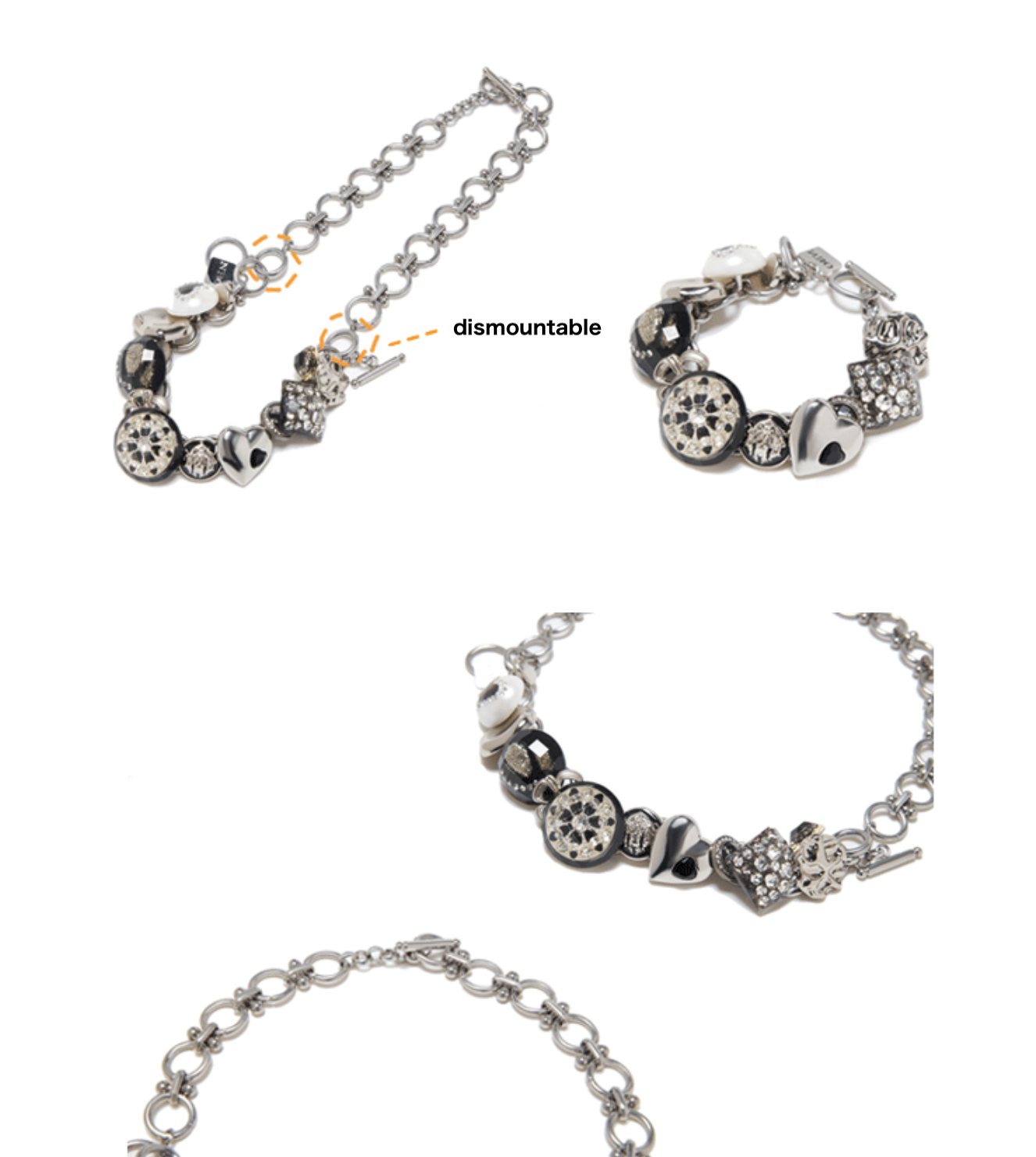 Nbostore Love Heart Diamond Texture Black Necklace