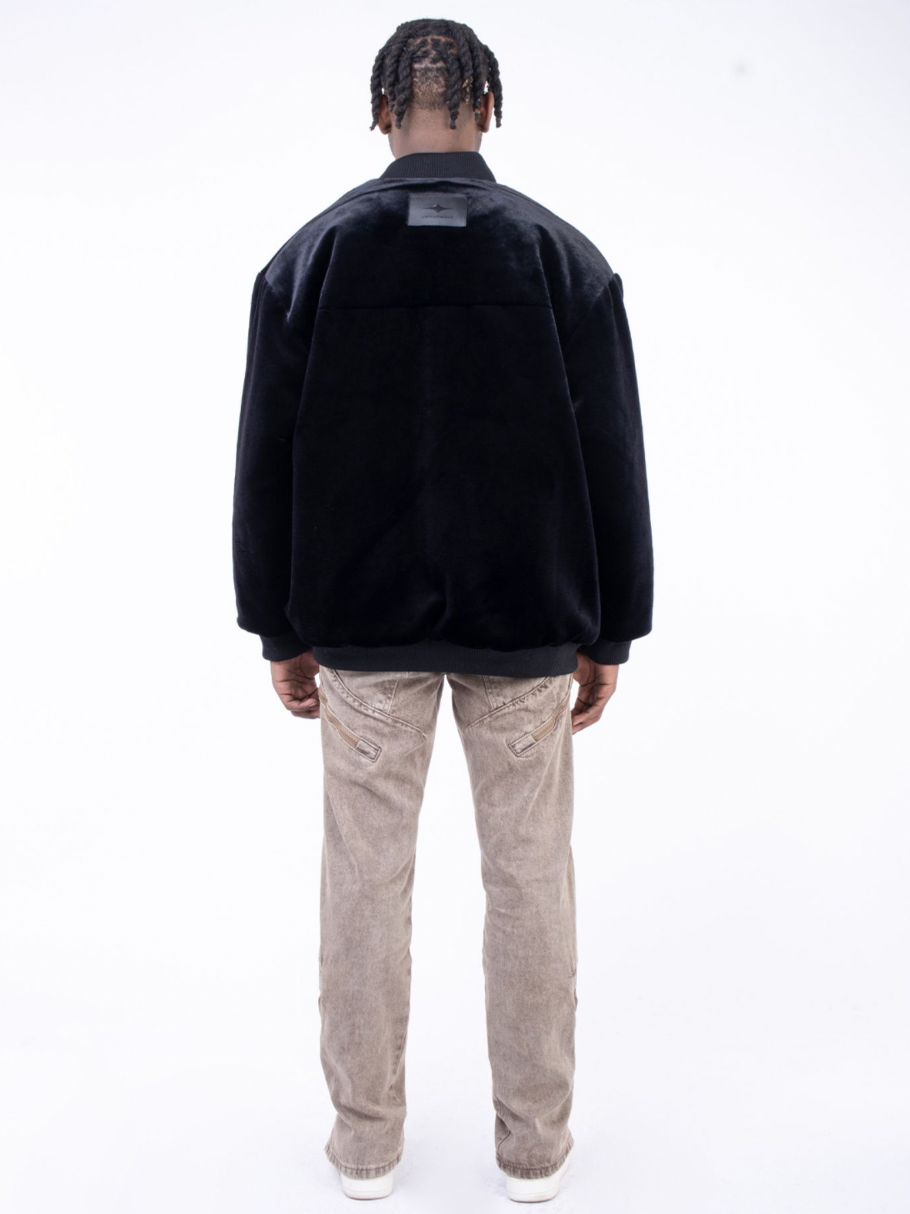 F3F Select Velvet And PU Leather Jacket