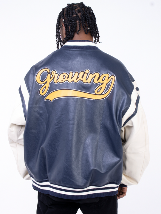 F3F Select Embroidery Stitching PU Leather Varsity Jacket