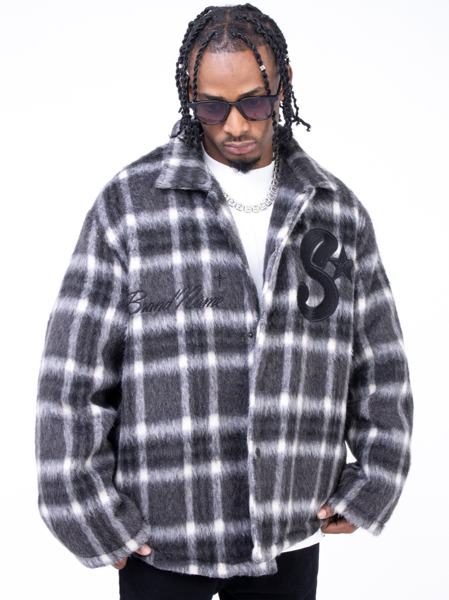 F3F Select Plaid Embroidered Tweed Jacket