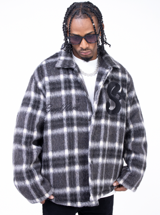 F3F Select Plaid Embroidered Tweed Jacket