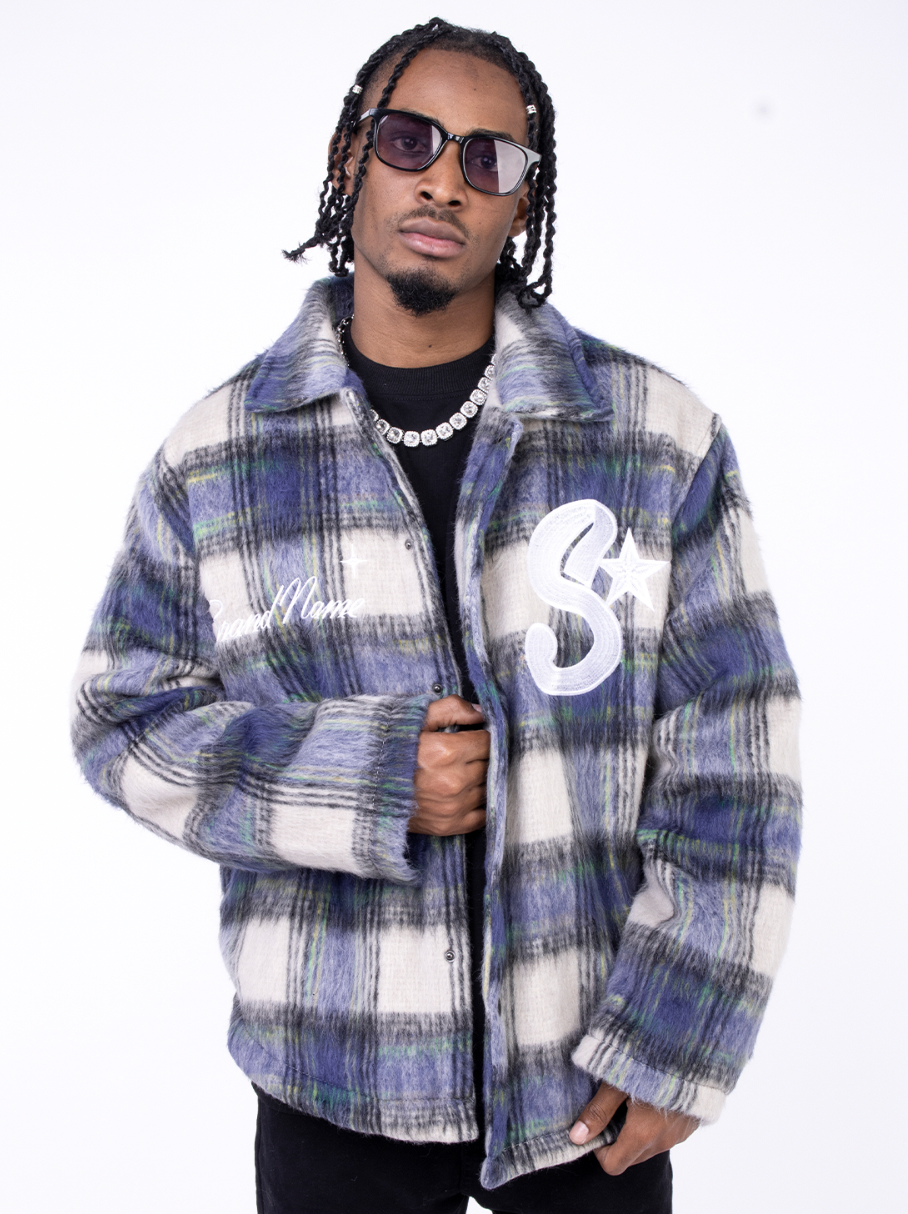 F3F Select Plaid Embroidered Tweed Jacket