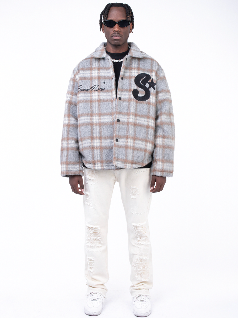 F3F Select Plaid Embroidered Tweed Jacket