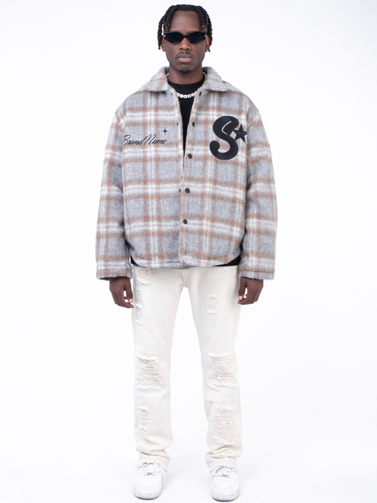 F3F Select Plaid Embroidered Tweed Jacket