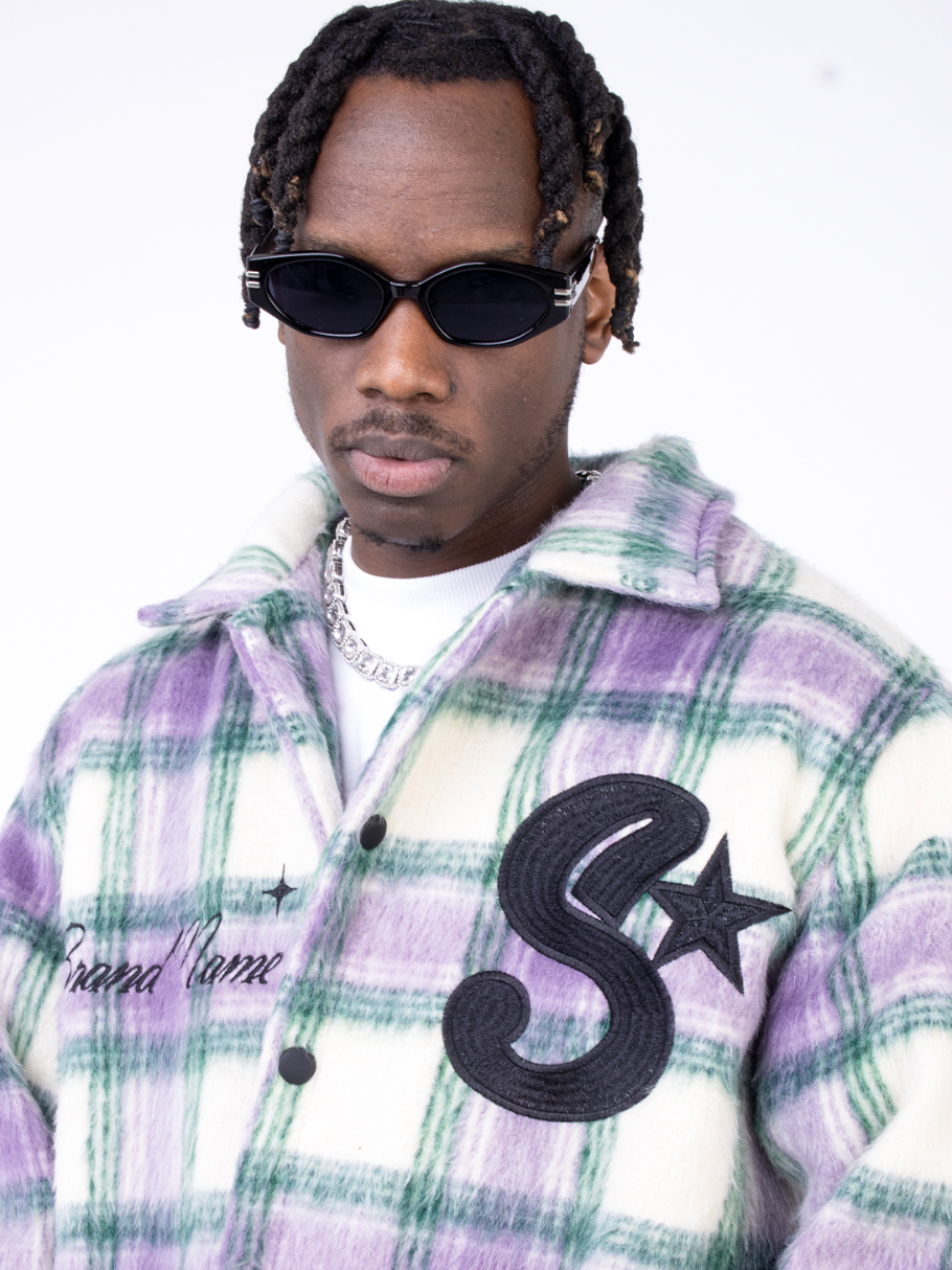 F3F Select Plaid Embroidered Tweed Jacket