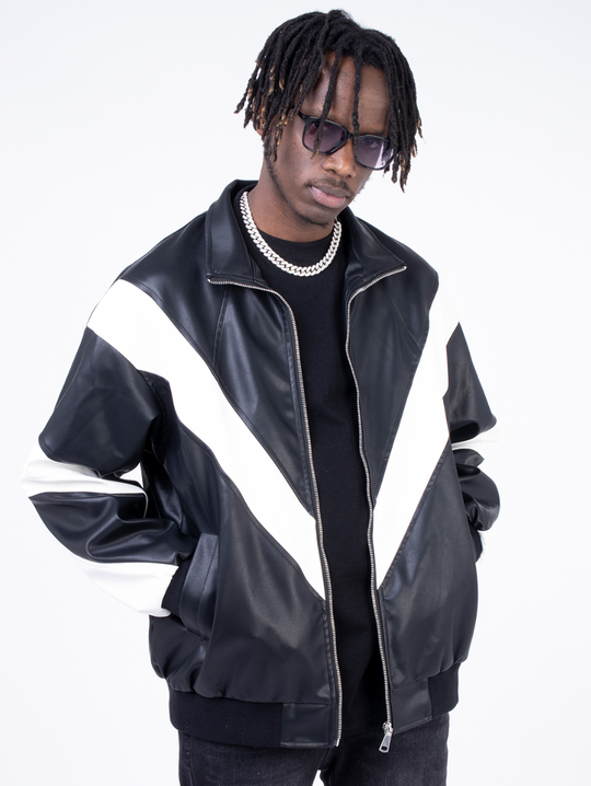 F3F Select Stitching Gang PU Leather Jacket