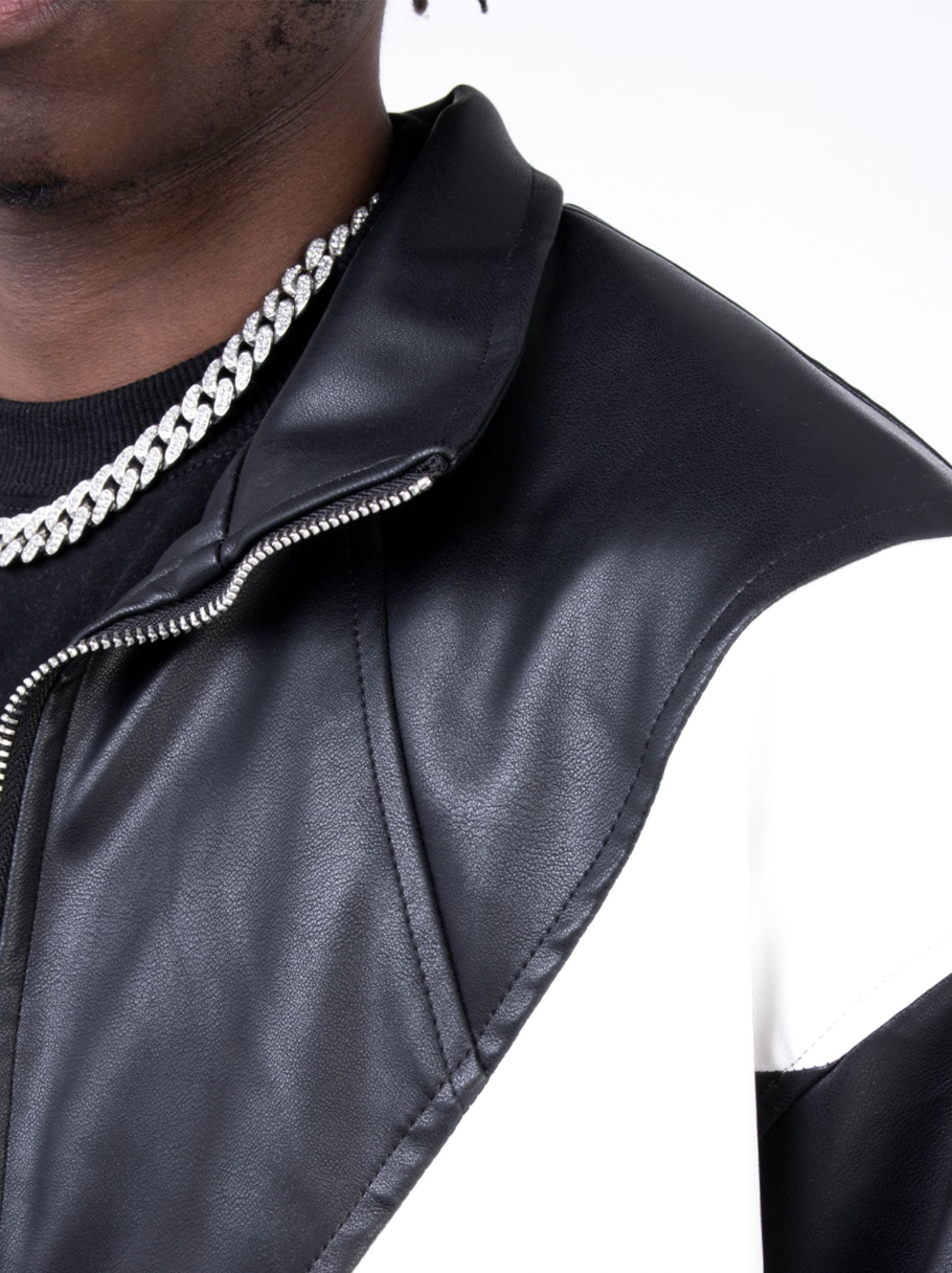 F3F Select Stitching Gang PU Leather Jacket