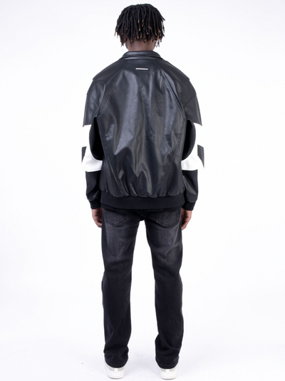 F3F Select Stitching Gang PU Leather Jacket