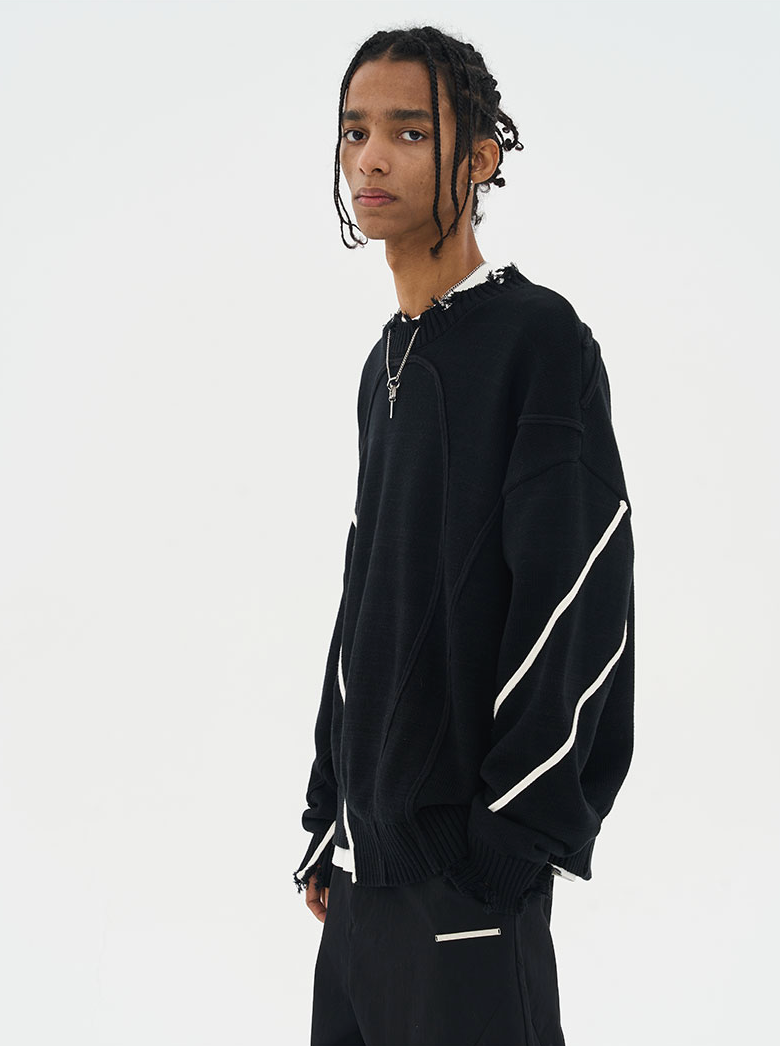 Harsh and Cruel Deconstruction Distressed Knit Sweater
