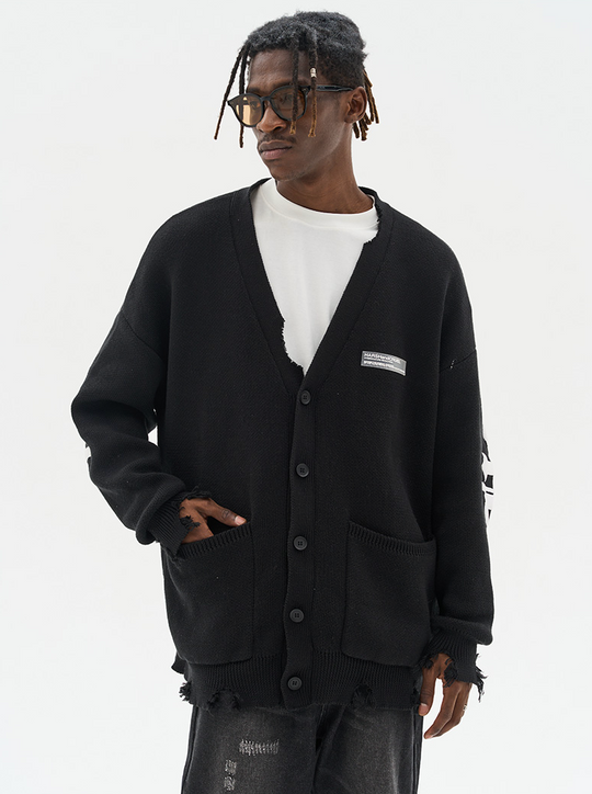 Harsh and Cruel Gothic Logo Printed Knit Sweater Cardigan