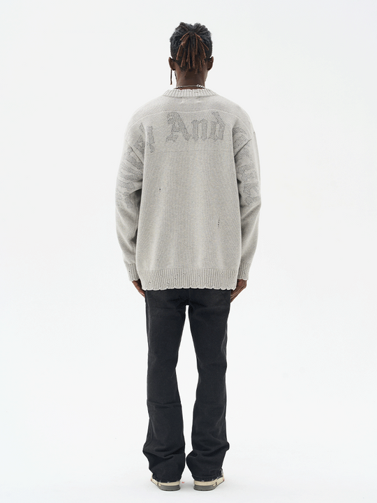 Harsh and Cruel Gothic Logo Destructed Knit Sweater