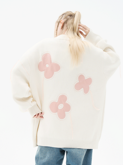 Harsh and Cruel Hand painted Flowers Knitted Cardigan