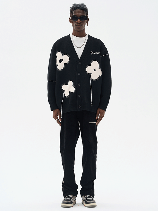 Harsh and Cruel Hand painted Flowers Knitted Cardigan