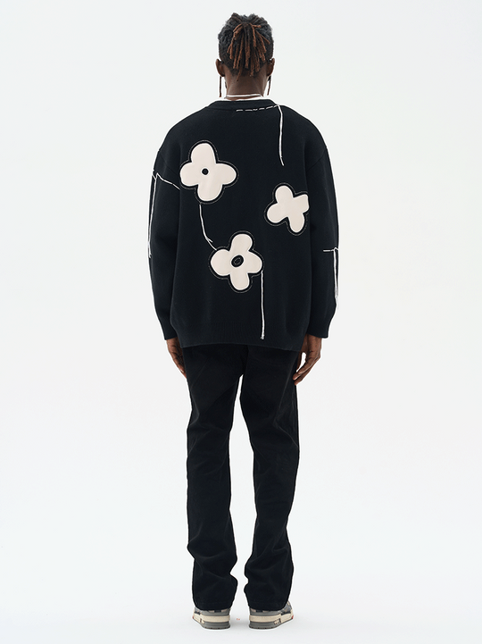 Harsh and Cruel Hand painted Flowers Knitted Cardigan