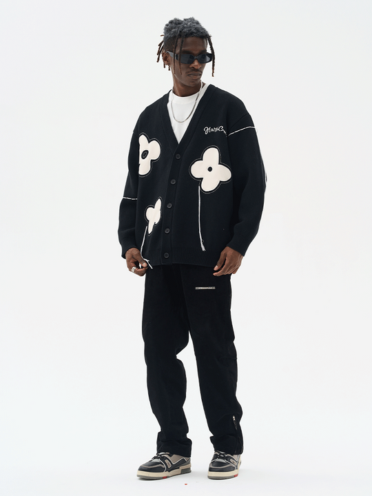 Harsh and Cruel Hand painted Flowers Knitted Cardigan