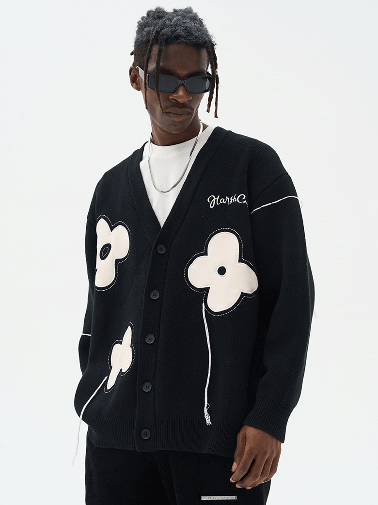 Harsh and Cruel Hand painted Flowers Knitted Cardigan