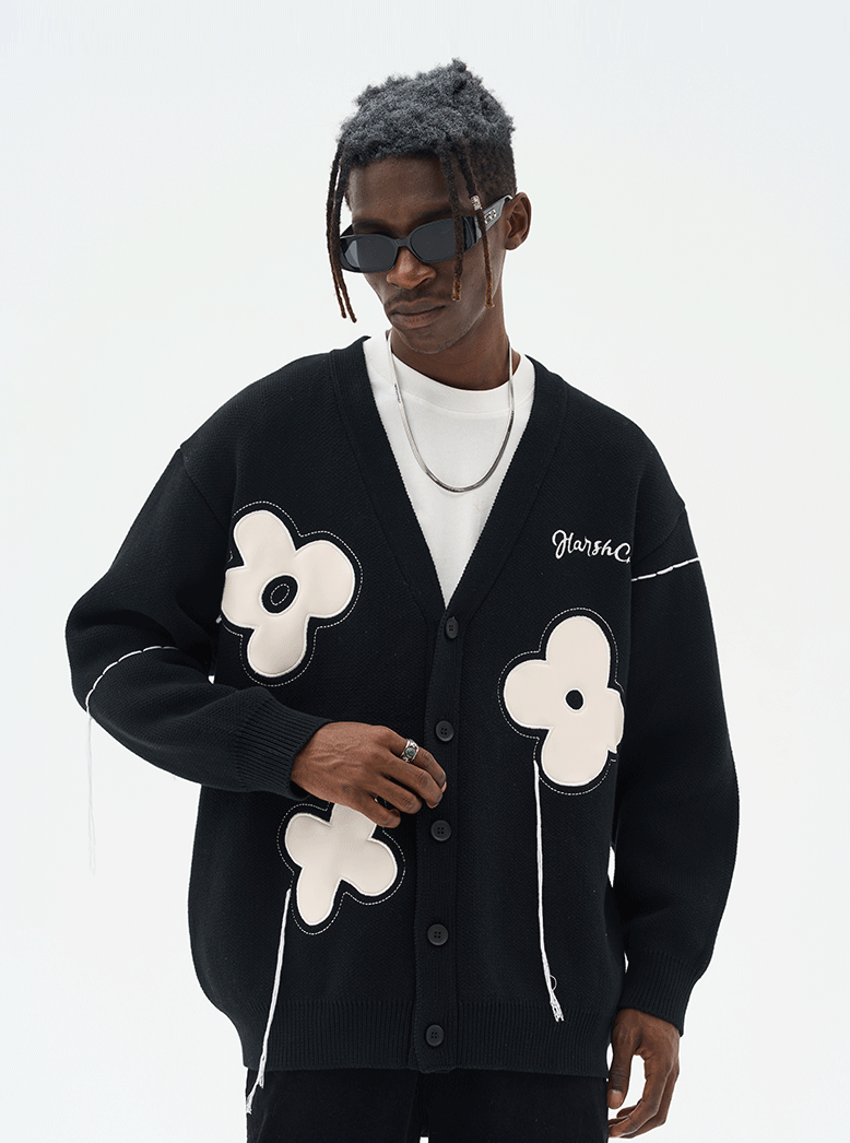 Harsh and Cruel Hand painted Flowers Knitted Cardigan