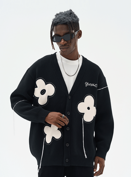 Harsh and Cruel Hand painted Flowers Knitted Cardigan