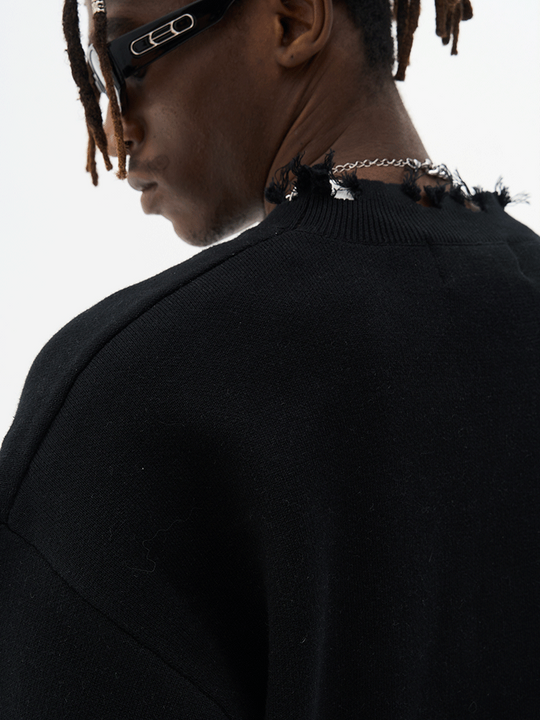 Harsh and Cruel Racing Logo Distressed Knit Sweater