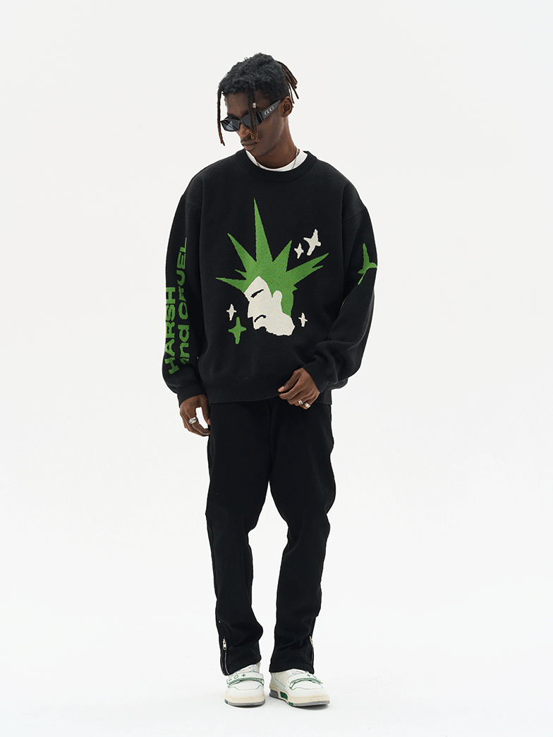 Harsh and Cruel Punk Head Knit Sweater