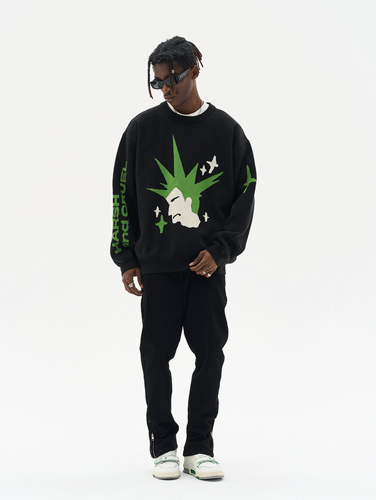 Harsh and Cruel Punk Head Knit Sweater