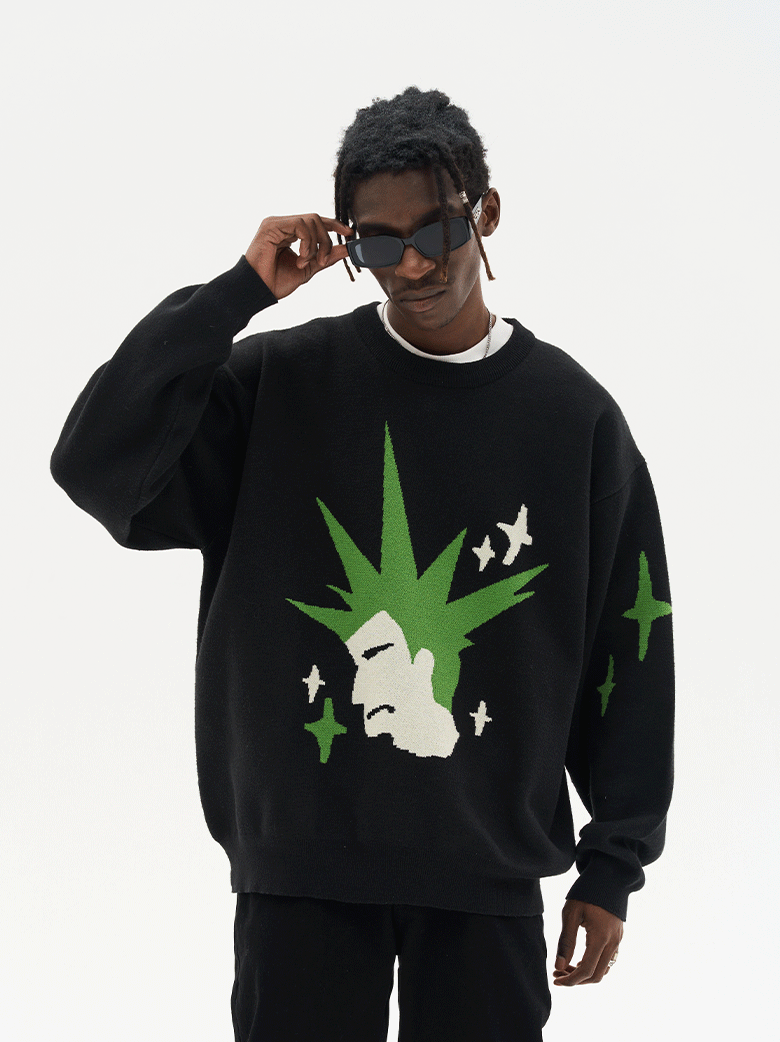 Harsh and Cruel Punk Head Knit Sweater
