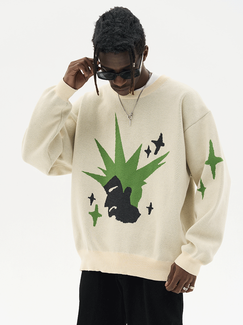 Harsh and Cruel Punk Head Knit Sweater