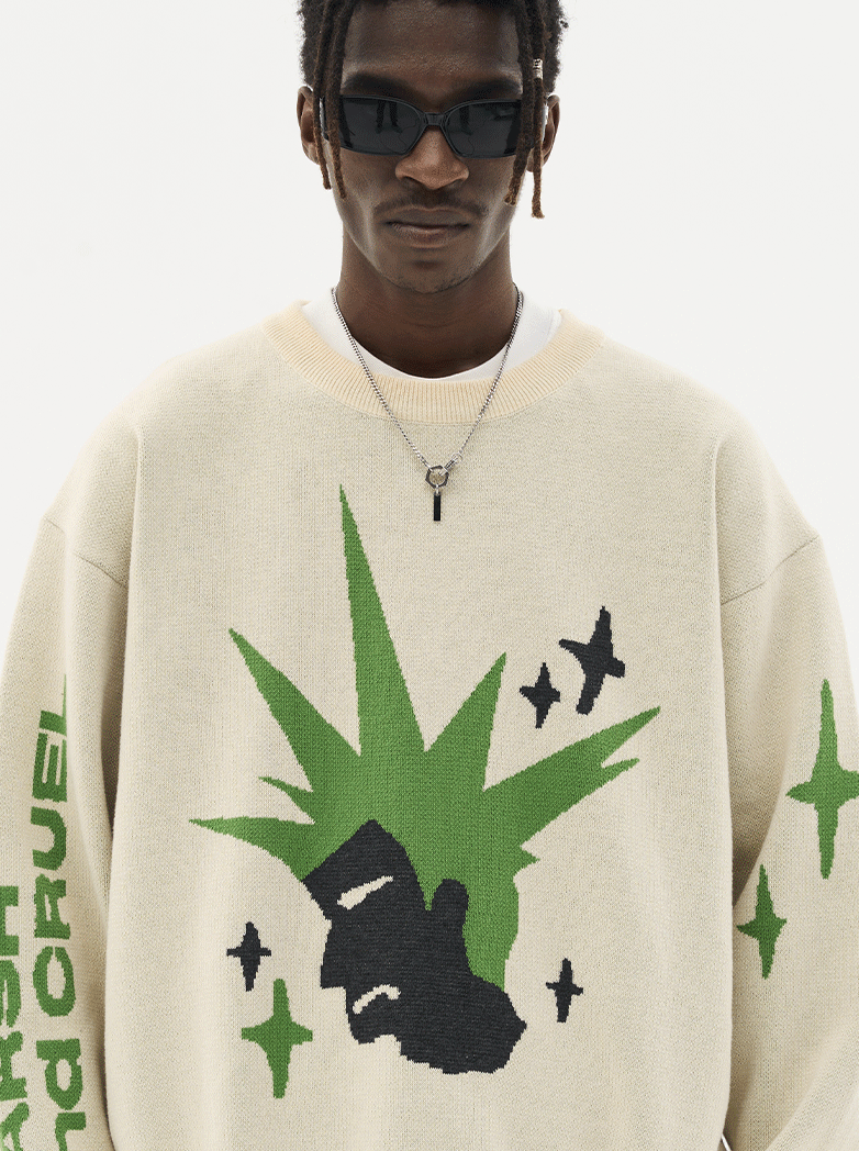 Harsh and Cruel Punk Head Knit Sweater