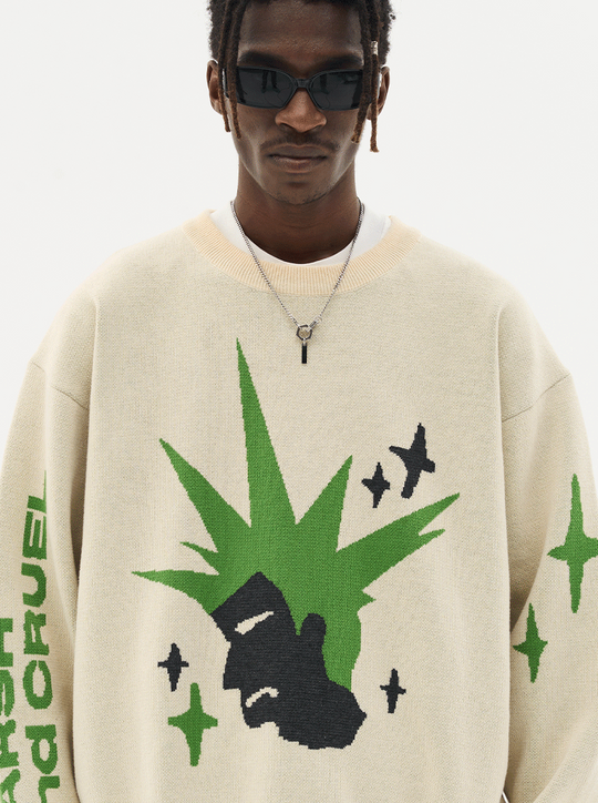 Harsh and Cruel Punk Head Knit Sweater