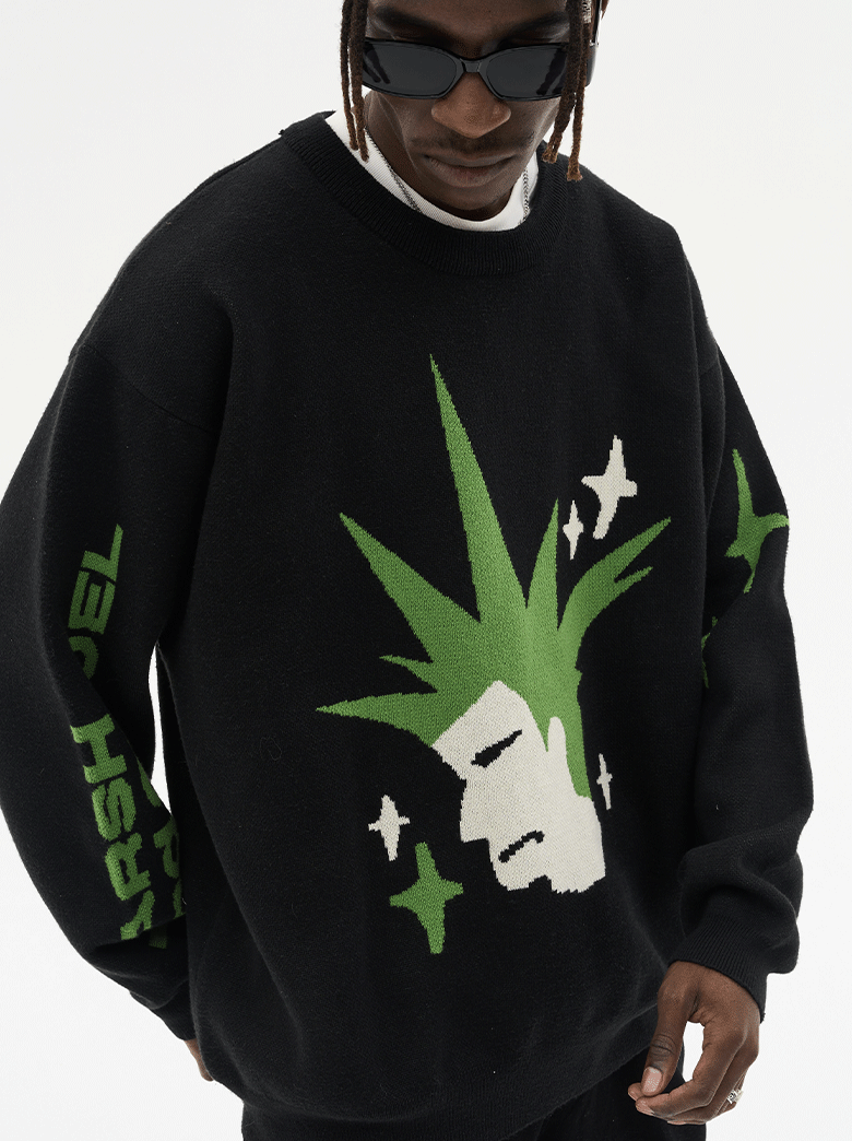 Harsh and Cruel Punk Head Knit Sweater