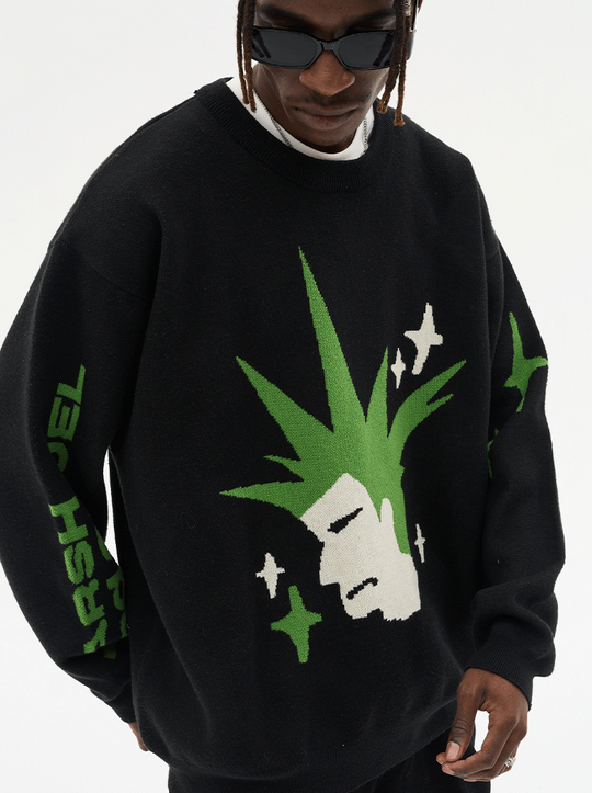Harsh and Cruel Punk Head Knit Sweater