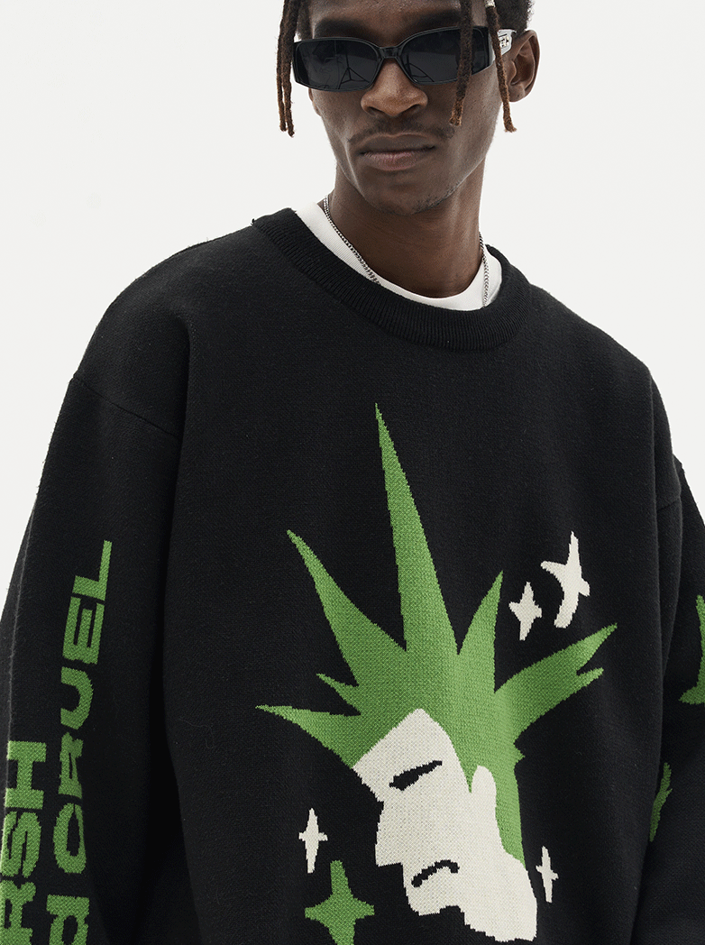 Harsh and Cruel Punk Head Knit Sweater