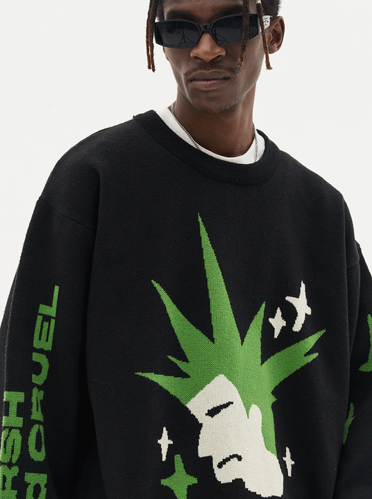 Harsh and Cruel Punk Head Knit Sweater