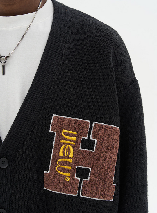 Harsh and Cruel Cartoon Face Knit Sweater Cardigan