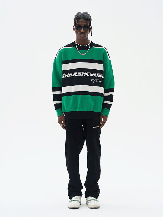 Harsh and Cruel Striped Logo Knit Sweater