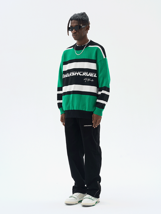 Harsh and Cruel Striped Logo Knit Sweater
