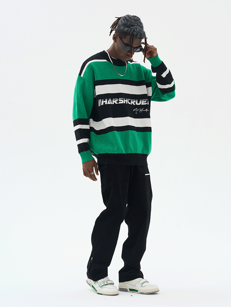 Harsh and Cruel Striped Logo Knit Sweater