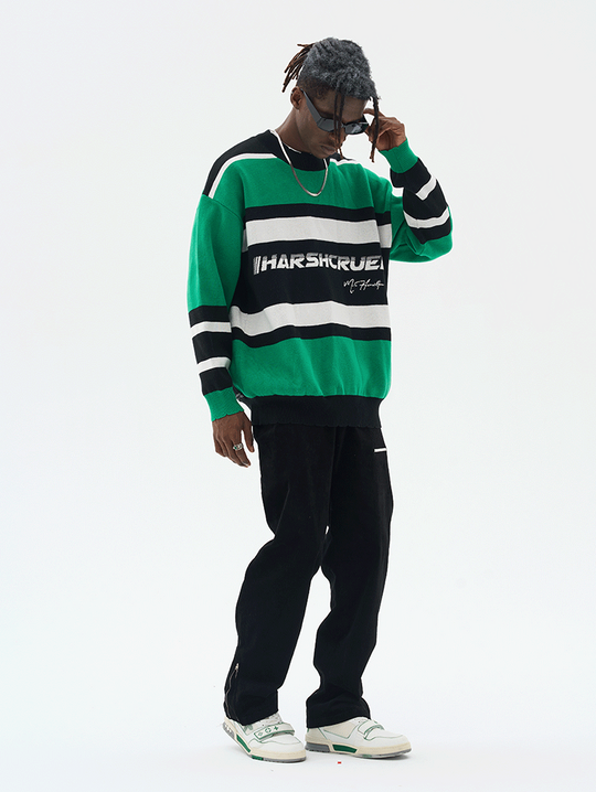 Harsh and Cruel Striped Logo Knit Sweater