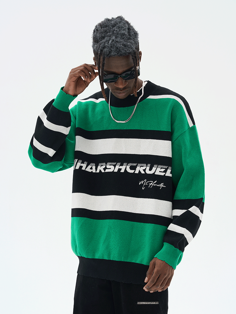 Harsh and Cruel Striped Logo Knit Sweater