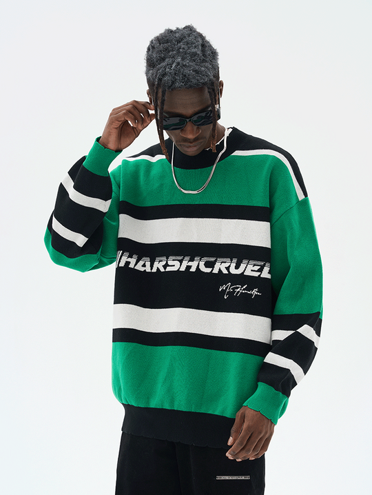 Harsh and Cruel Striped Logo Knit Sweater