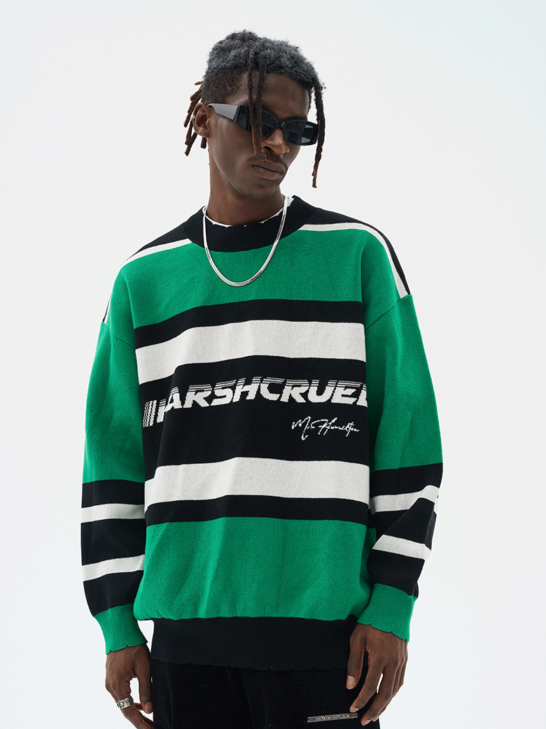 Harsh and Cruel Striped Logo Knit Sweater