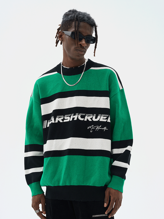 Harsh and Cruel Striped Logo Knit Sweater