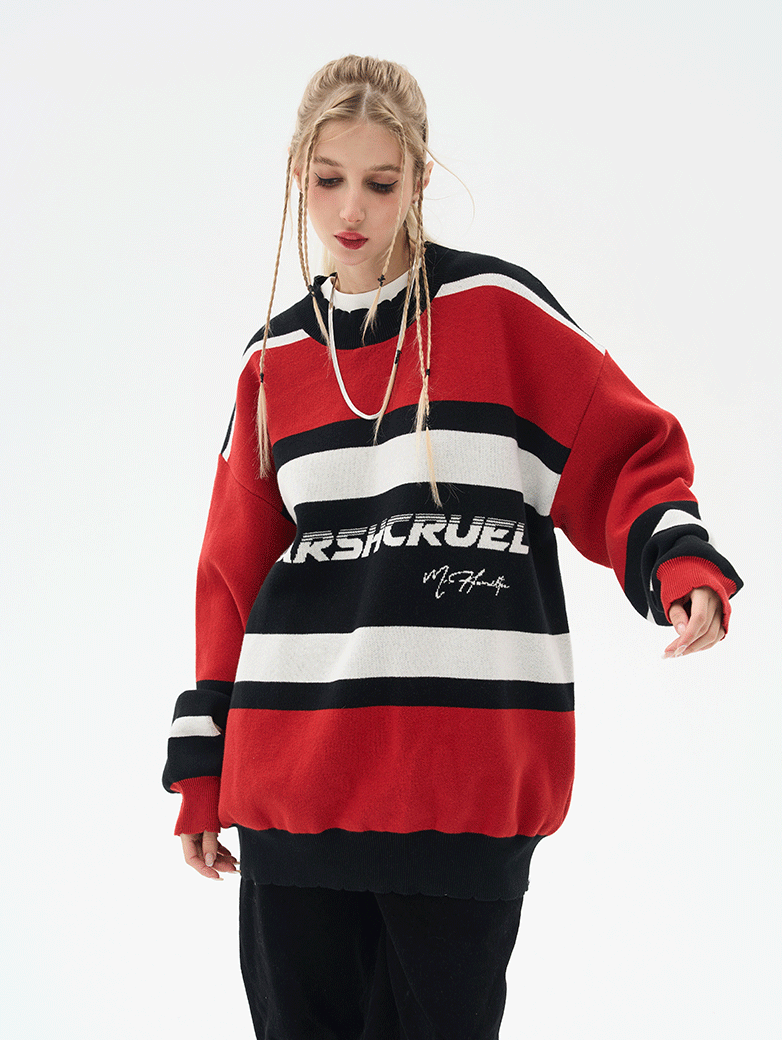 Harsh and Cruel Striped Logo Knit Sweater