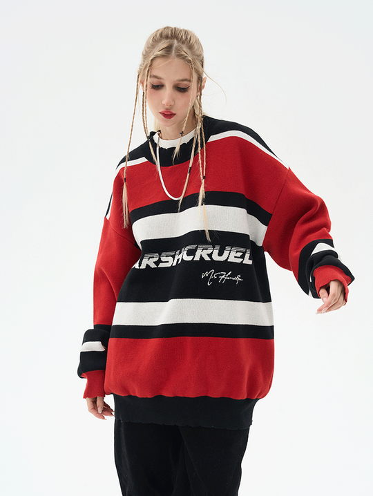 Harsh and Cruel Striped Logo Knit Sweater