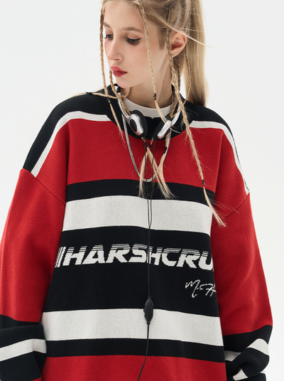 Harsh and Cruel Striped Logo Knit Sweater