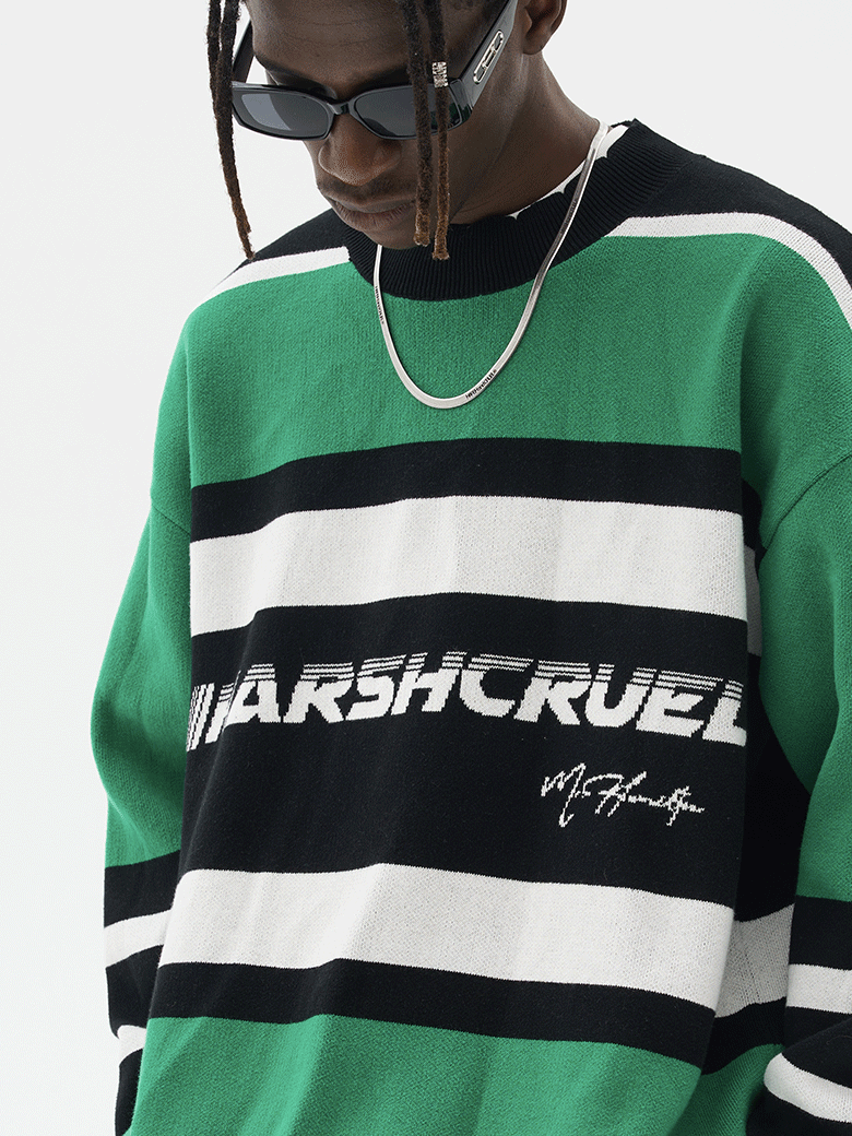 Harsh and Cruel Striped Logo Knit Sweater